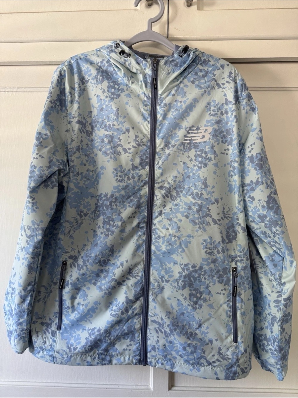 New Balance Sky Blue Floral Hooded Windbreaker